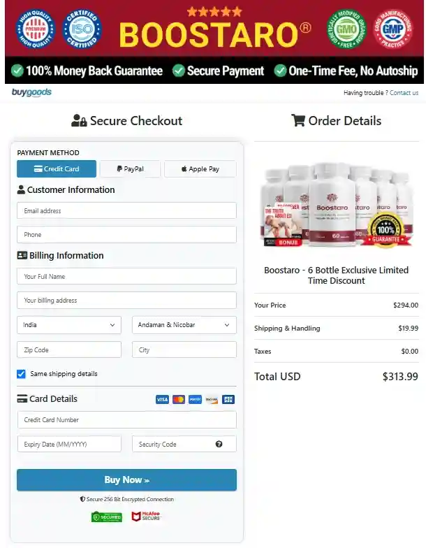 Boostaro Order Page